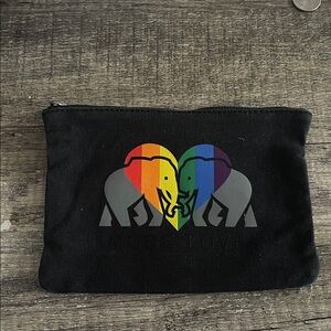 Banana Republic Black Clutch with Rainbow Elephant Design